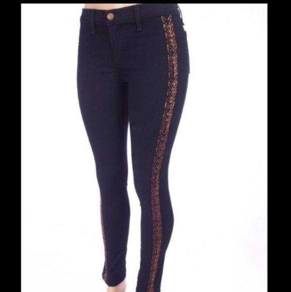 Rag and bone copper Embroidered Denim Black Skinny jeans Boho Bohemian - Picture 3 of 8